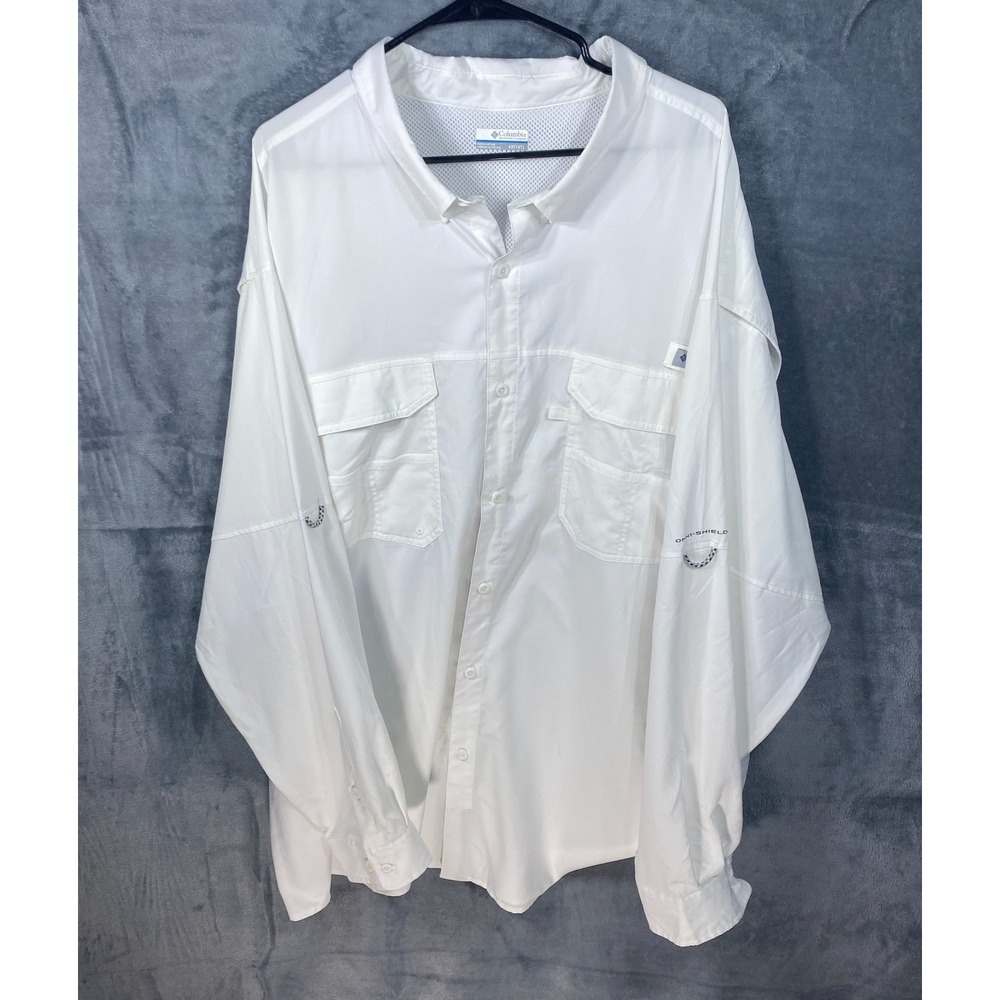Columbia PFG Shirt Mens 4XLT White Long Sleeve Fishing Button Up Omni Shade Vent